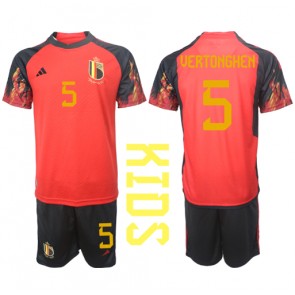 Belgien Jan Vertonghen #5 Hjemmebanesæt Børn VM 2022 Kort ærmer (+ korte bukser)